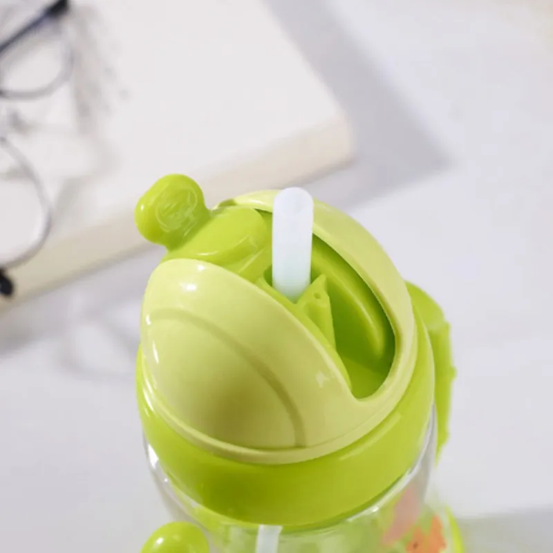 

Hot 350ml Newborn Children Baby Cartoon Infant Learning To Drink Cup Handle Strap Children Cups Straw Bouncing Kettle Feeding