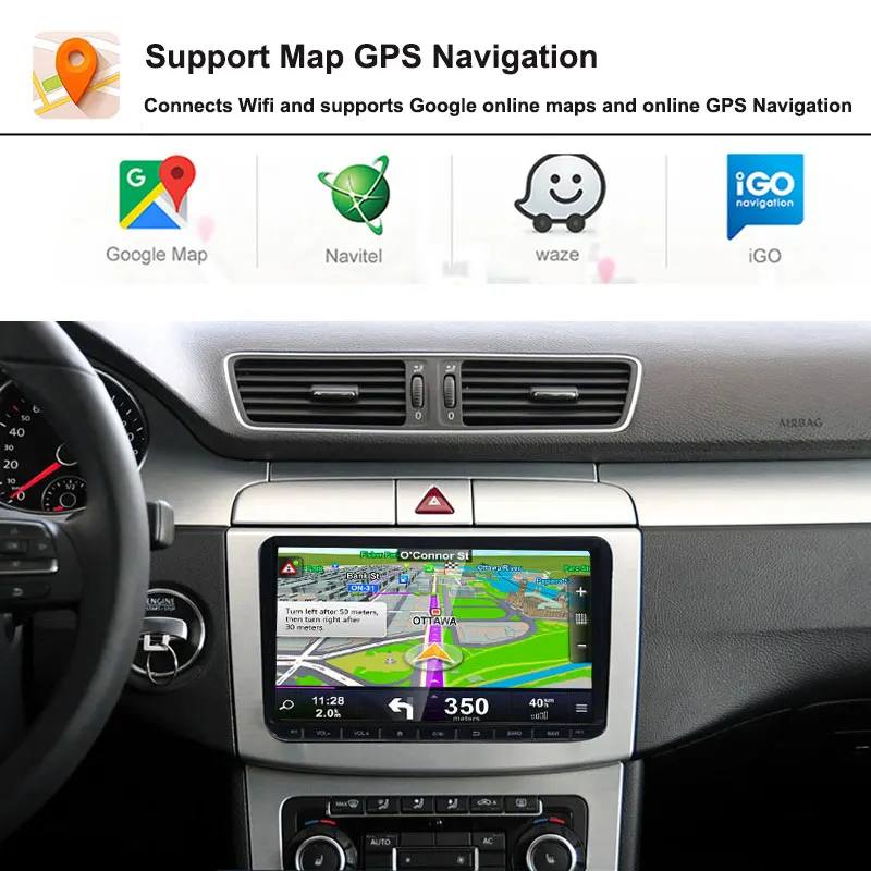 $122.94 ESSGOO 9'' 2 din Android Autoradio Stereo 2+32GB Multimedia Player GPS Navigation Car Radio For Volkswagen VW Skoda Seat Polo