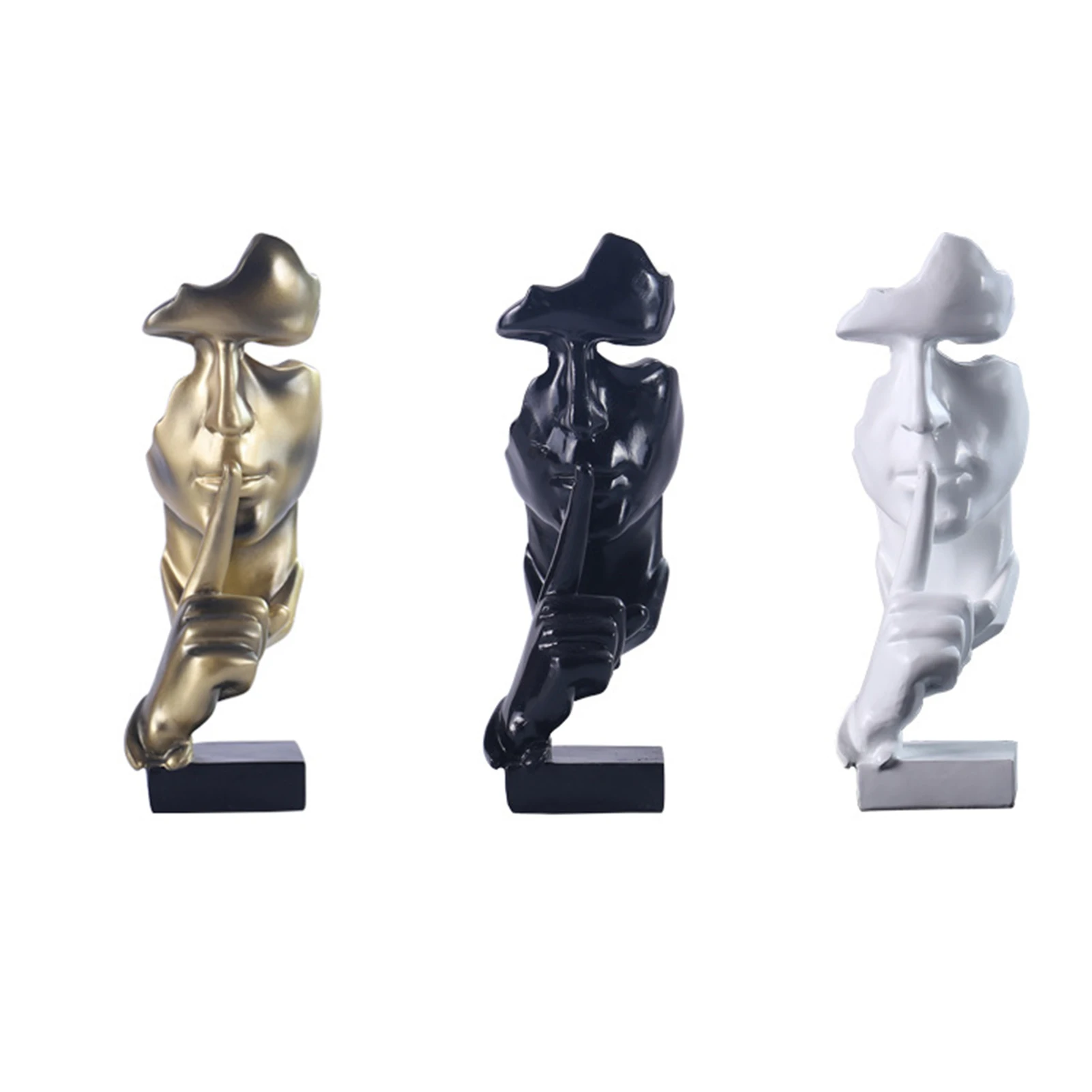 

Keep Slient 3D Modern Minimalist Sculpture Ornament Resin Abstract Art Statue for Home Office 28.5*11*10cm Solid Color B
