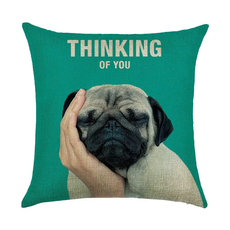 Новый набор подушек с мультяшным принтом собак наволочка льняная Подушка