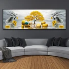 Современное Золотое абстрактное искусство фотообои дерево и камень Картина на холсте настенное искусство для гостиной домашний Декор без рамки