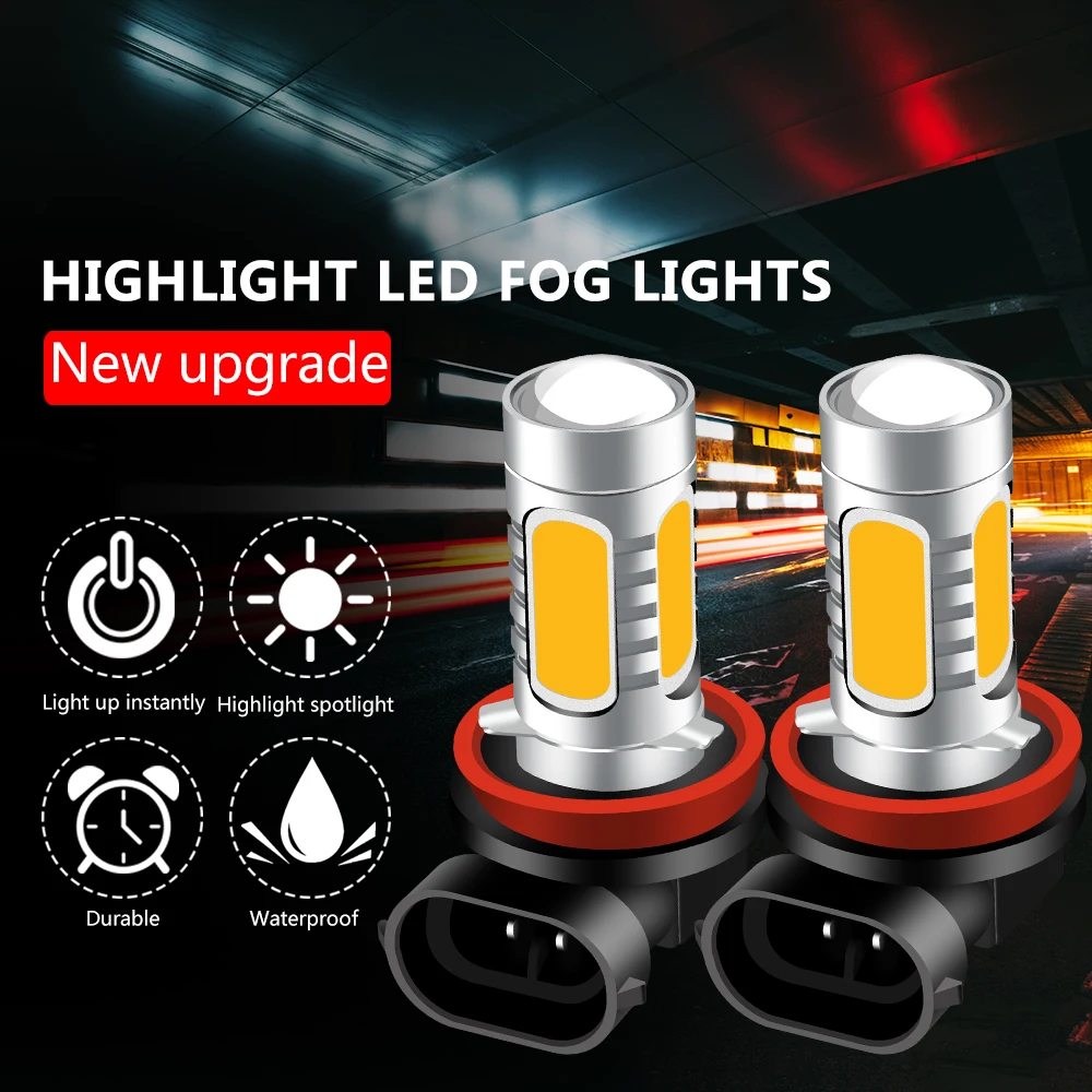 2 шт. светодиодные лампы для противотумансветильник фар H1 H3 H4 H7 H9 H11 COB H16 880 881 9005 9006