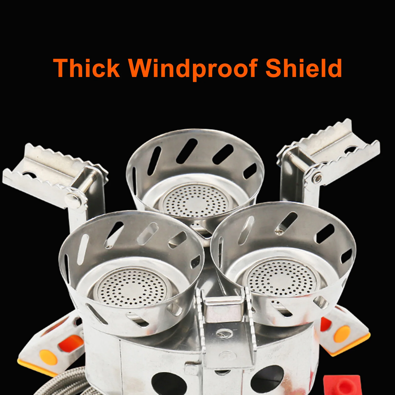 

Outdoor Camping Three Hobs Stove 9800W High Power Windproof Stove Foldable Portable Hiking Cooking Equipment