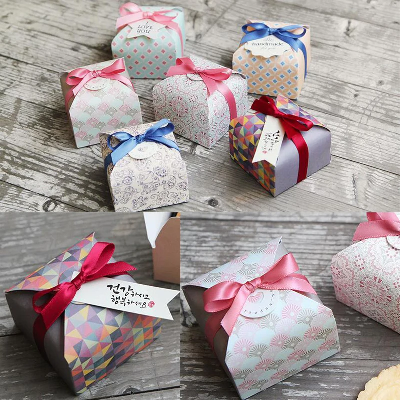 10 шт./компл. коробка конфет с цветочным принтом на День святого Валентина