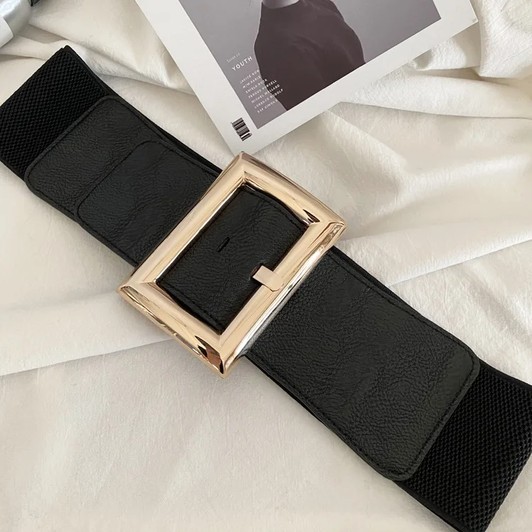 

Wide belt women's decorative dress elastic elastic belt fashion hundred matching sweater coat waist girdle women's black