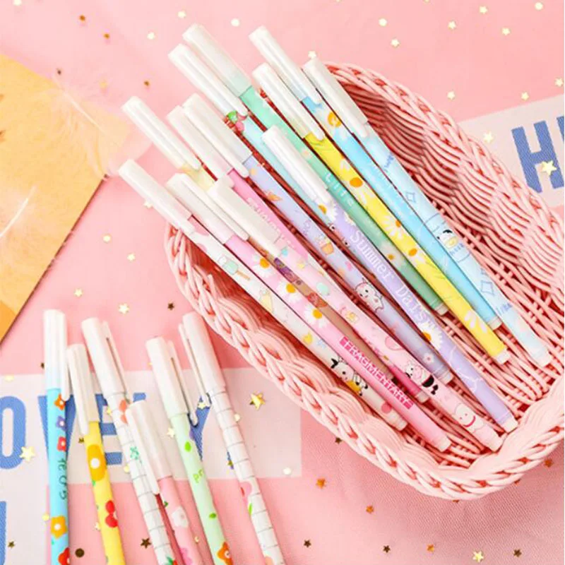 

60 pcs/lot Avocado Hamster Dinosaur Daisy Gel Pen Cute 0.5 mm Signature Pens School Office writing Supplies Promotional Gift