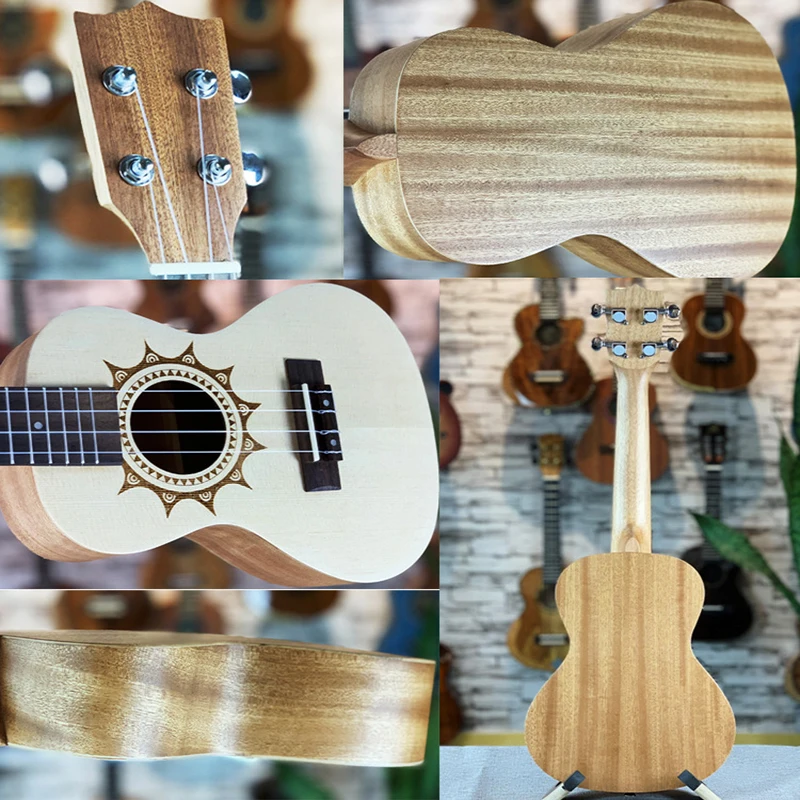 HOT23 Inch Ukulele Top Spruce Panel Mini Guitar Beginner 4 String Gift Hawaiian ukulele AGT2707 | Спорт и развлечения