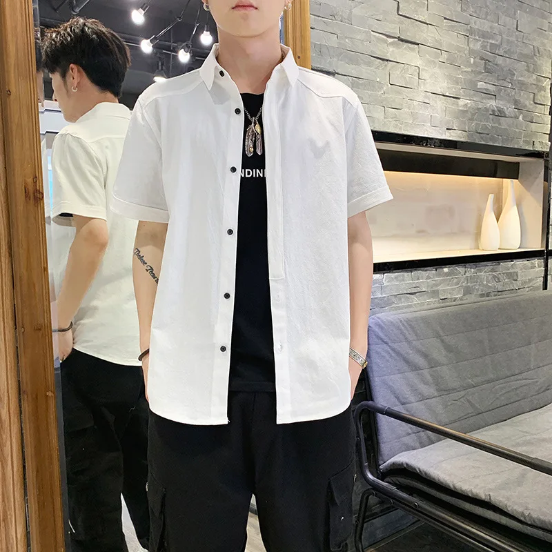 

Korean Long Sleeve Shirt Men's autumn 2020 new solid color casual men's bottomed shirt men's wear