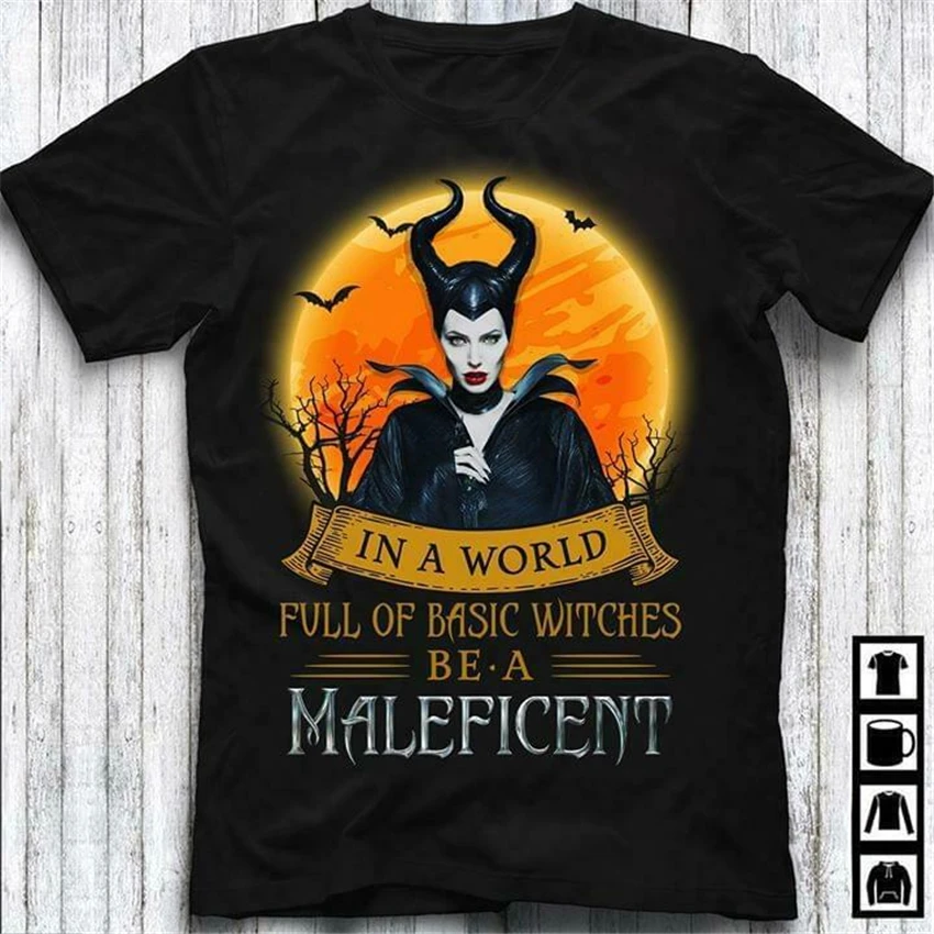 В мире, полный ведьм Be A Maleficent Хэллоуин Черная Мужская S-6Xl футболка свободный размер Топ Футболка
