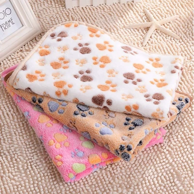 

Paw Print Pad Dog Beds Large Fleece Chihuahua Puppy Travel Mat Terrier Blanket Small Medium Pet Petshop decoration accessories