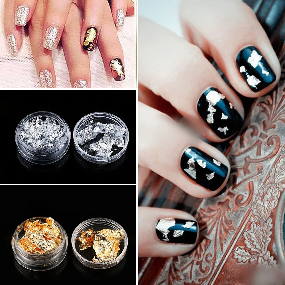 1 коробка Золотая зеркальная алюминиевая фольга бумажная наклейка для ногтевого