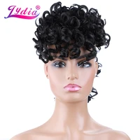 lydia synthetic high puff afro short curly middle part wig clips in hair extension african american 90gpcs hairpiece chignon