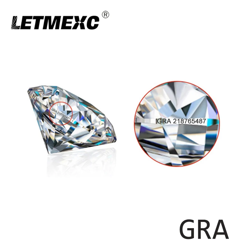 

LETMEXC Loose Moissanite Gemstones DE Color VVS1 6.5mm 1ct Excellent Diamond Cut for Rings with GRA Moissanite Report