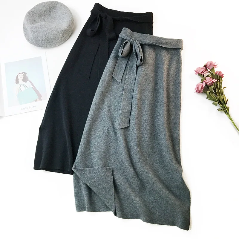 Meyooe женские юбки на завязках с разрезом и высокой талией трикотажная облегающая