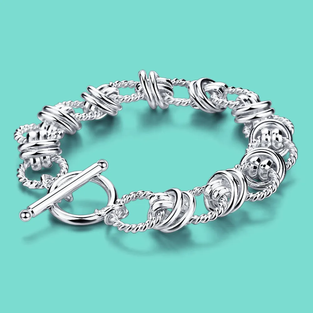 Женский серебряный браслет мужской оригинальный для ее парня подарок на день