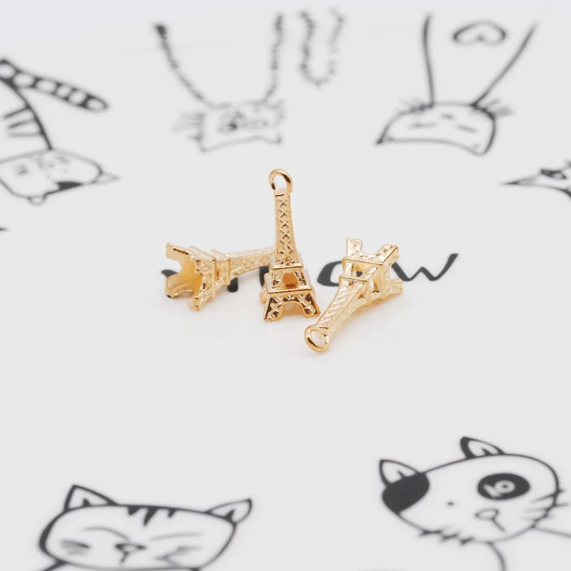 Подвески с 3d-изображением Эйфелевой башни золотого цвета 20 шт./лот 21x6 мм