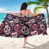 skull roses sarong 3d printed towel summer seaside resort casual bohemian style beach towel 01