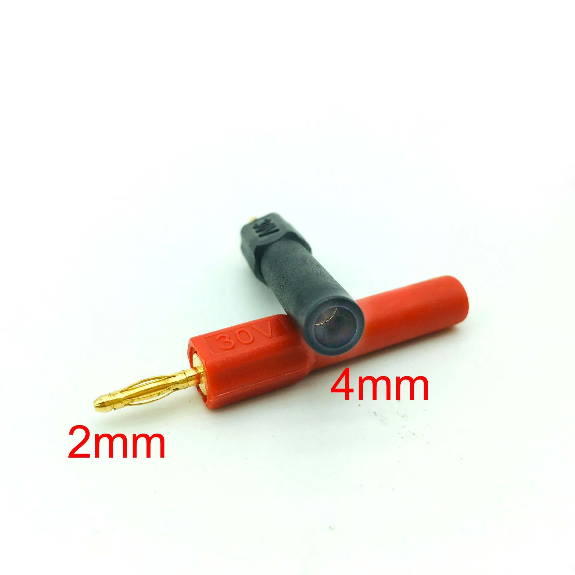 

100 Pcs Copper Red/Black Gold Plated 2mm Mini Male Banana Plug To 4mm Female Jack Connector Adapter For Multimeter pen
