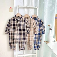 milancel 2021 baby clothing spring new toddler boys rompers long sleeve plaid turn down collar boys clothes