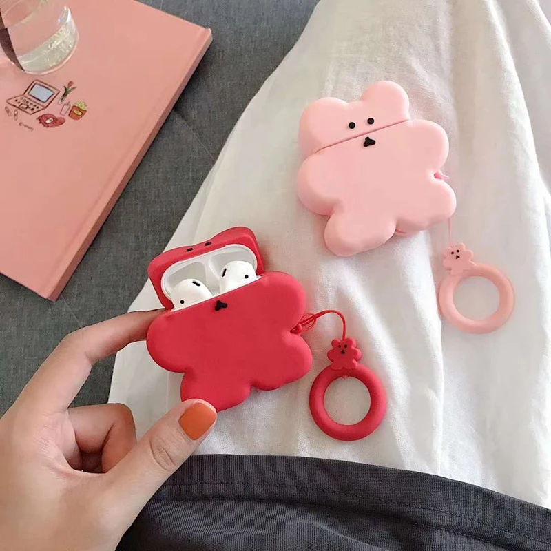 Чехол для наушников Airpods 2 чехол силиконовый с милым медведем в виде бутылки Apple Air