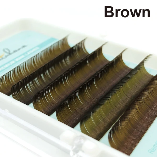 brown NATUHANA, красные, коричневые, фиолетовые, синие, зеленые, белые, розовые, натуральные цветные ресницы для наращивания, профессиональные супер мягкие радужные накладные ресницы - Цвет: brown