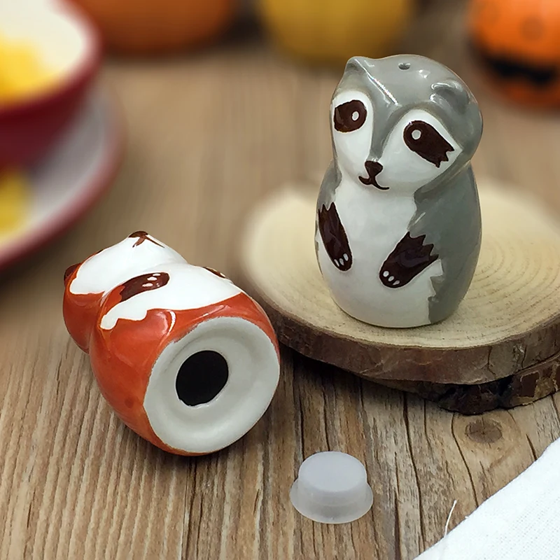 2pcs Ceramic Salt Pepper Shaker Flying FOX Style Seasoning Pot Cooking Tableware Cumin Powder Box Tool | Дом и сад