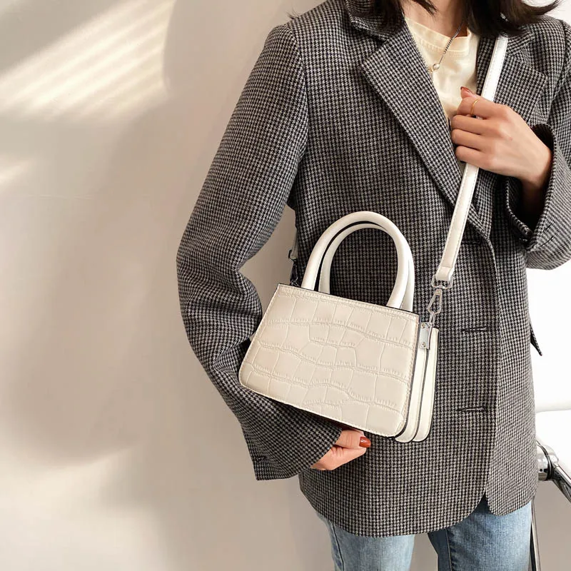 

Classic Stone Pattern PU Leather Crossbody Bag 2021 Trendy Simply Solid Color Travel Shoulder Handbags and Pruses