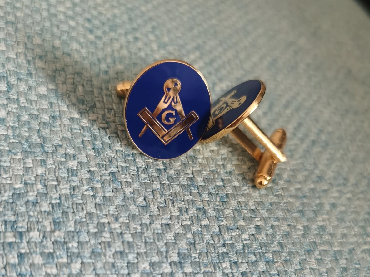 

Масонская эмблема круглый Классический 22 мм синий запонки Lodge для франкомасонов высокого качества запонки