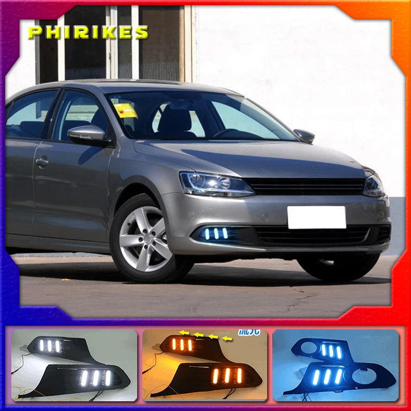 

1 комплект 12 в светодиодный одов для Volkswagen VW Jetta Sagitar 2012 2013 2014 DRL дневные ходовые огни дневного света ABS противотуманная фара крышка
