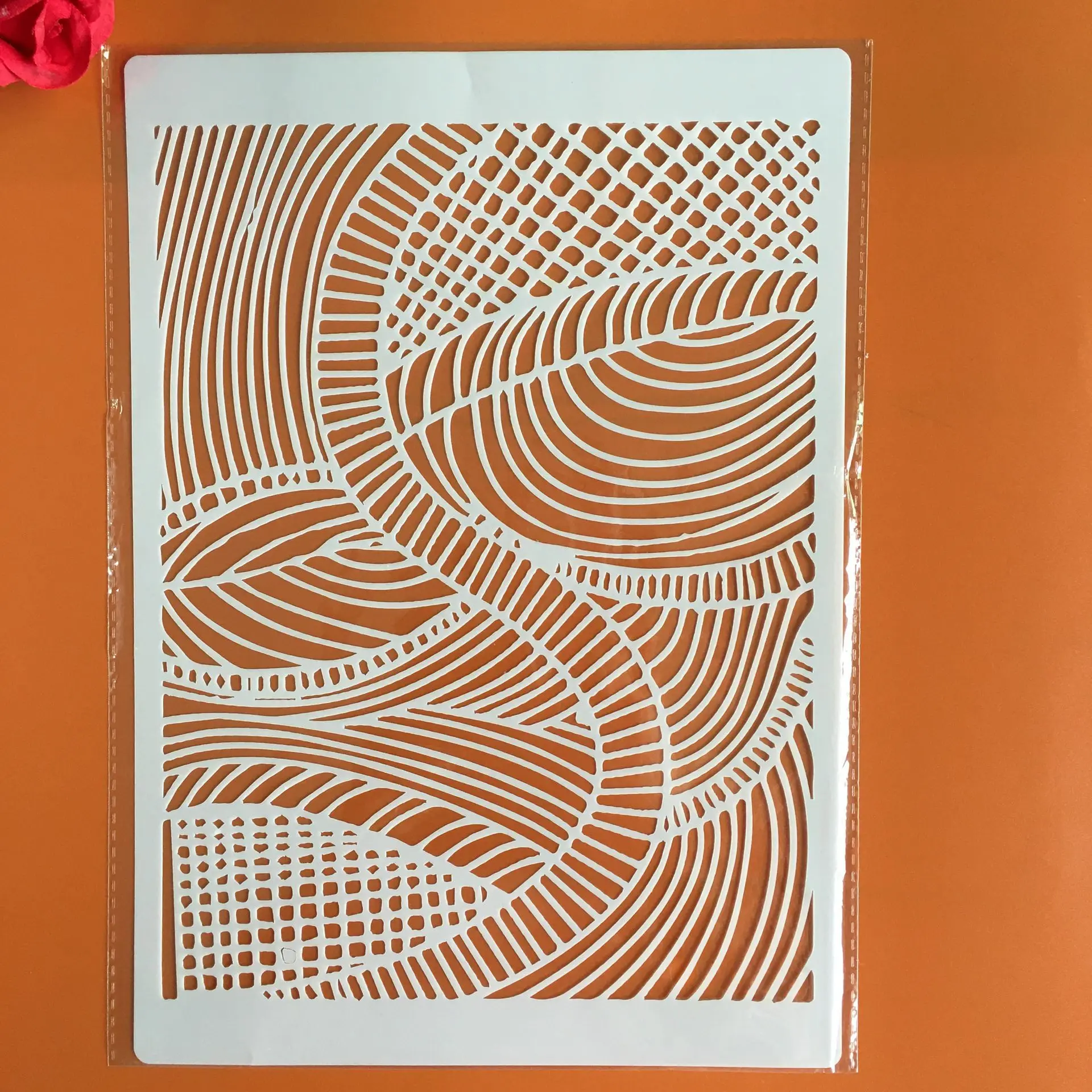 

A4 29 *21cm Geometric texture DIY Stencils Wall Painting Scrapbook Coloring Embossing Album Decorative Paper Card Template,wall