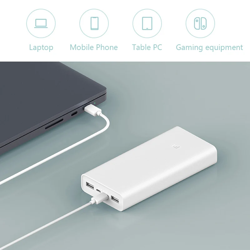 Внешний аккумулятор Xiaomi 3 2 USB разъема емкость 20000 мАч быстрая зарядка|Внешние