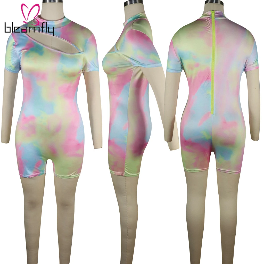 Новинка 2019 женские летние сексуальные комбинезоны с коротким рукавом и рисунком