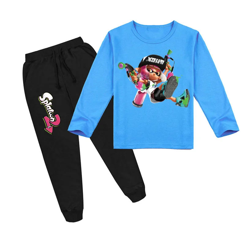 

Splatoon 2 T Shirt Kids Long Sleeve T-shirt + Pants 2pcs Sets Girls Clothes Children Octopus Casual Tracksuits Baby Boys Outfits
