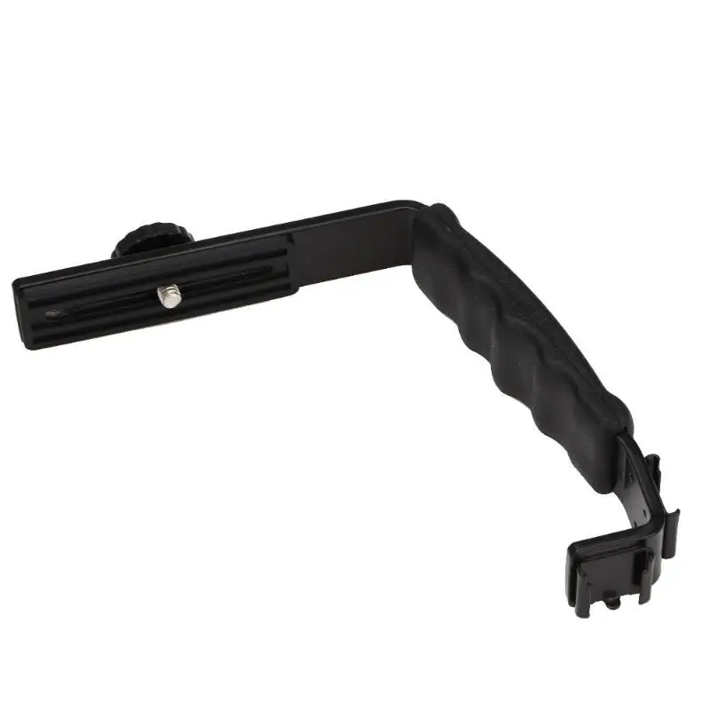 

L-shaped Angle 2 Shoe Flash Bracket DV Tray Dual Hot Shoe L-shaped Flash Bracket Mic Stand For DSLR Camera Camcorders DV