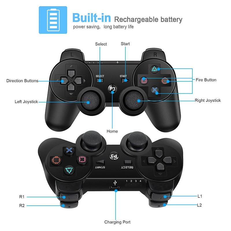 Беспроводной геймпад для PS3 контроллер консоли джойстика USB ПК Dualshock джойстик