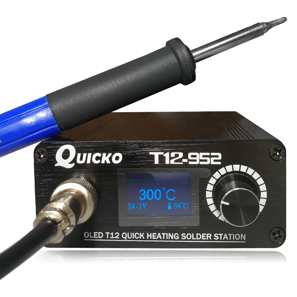 

Quicko 952 Soldering StationOLED Digital Electronic Soldering iron and 907 plastic handle welding iron tip without power plug