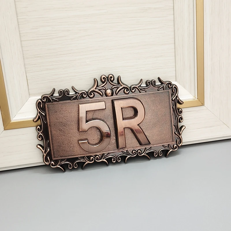 

Door Plate House Number Sign Door Number Sticker For Hotel Apartment Two Digits ABS Plastic Imitation Metal Bronze Customized
