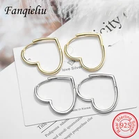 fanqieliu big heart hoop earrings women 925 silver sterling real jewelry trendy gift for girl fql20166