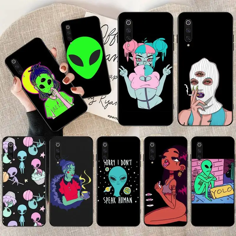 Чехол для телефона Alien Art черный мягкий силиконовый чехол Xiaomi Mi10 10Pro 10 lite Mi9 9SE 8SE