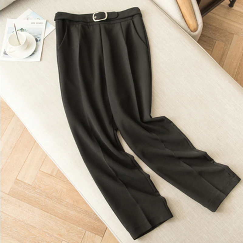 Стильные белые женские брюки повседневные брюки-карандаш с поясом элегантные