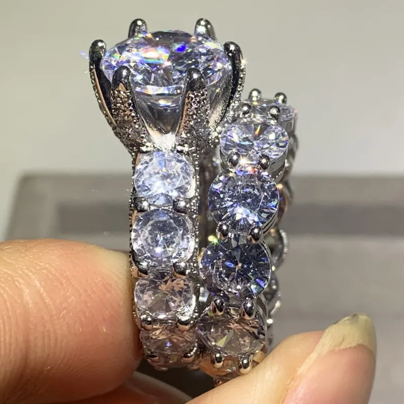 Супер сверкающие Роскошные ювелирные изделия Большой Белый ааааа кубический