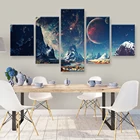 Домашний декор, холст, HD принты, настенные картины, 5 шт., набор для рисования гор и космоса, планет, снег, озеро, галактика, плакат, рамка