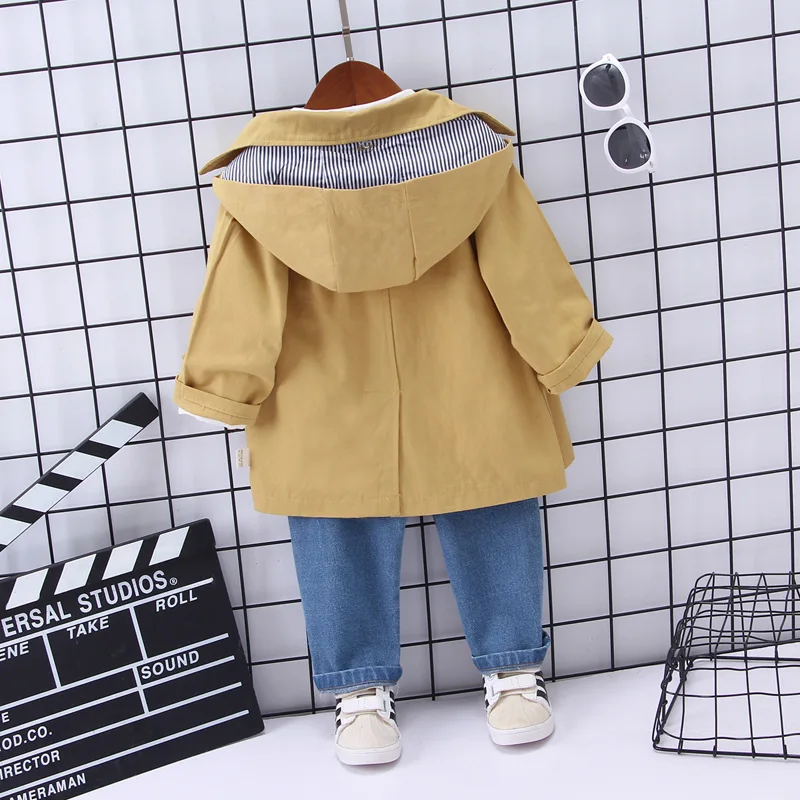 Одежда для маленьких мальчиков 2019 г. Корейский модный Тренч + футболка джинсы