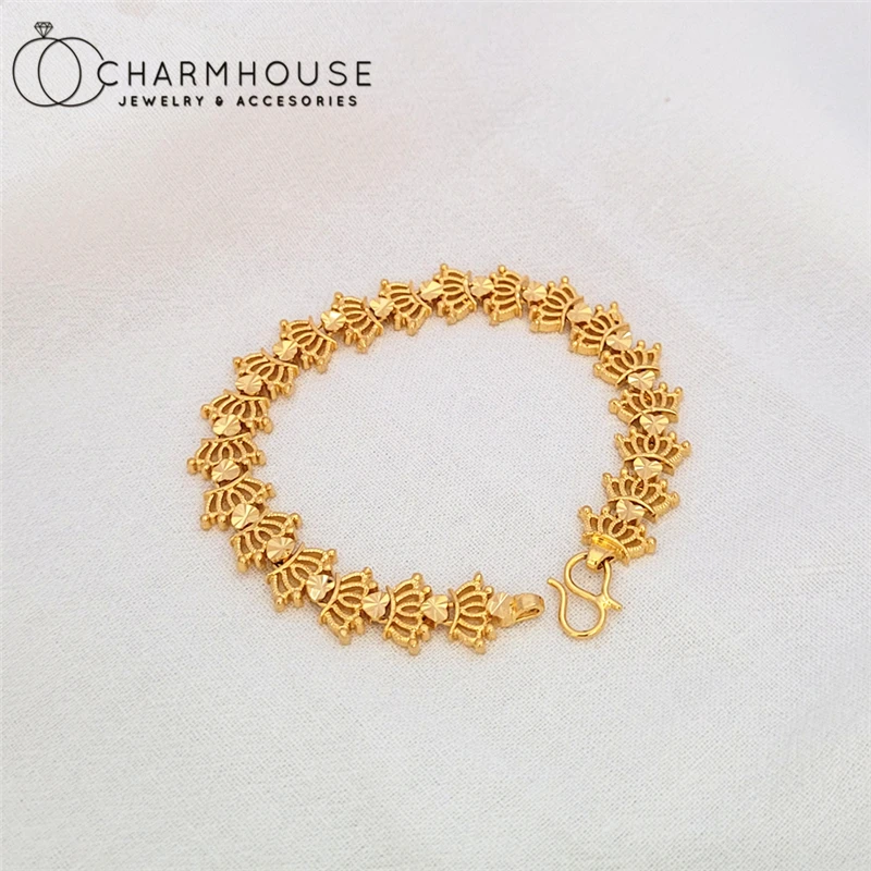 Браслет женский из 24-каратного золота цепь корона пробы, свадебные украшения