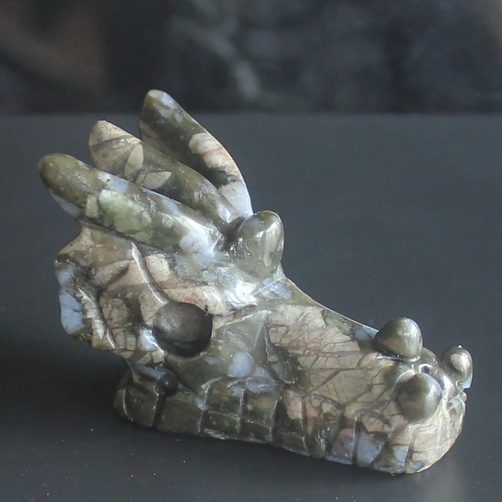 2 ''ручной резной llanite Дракон череп голова фигурка резьба Ремесло скульптура