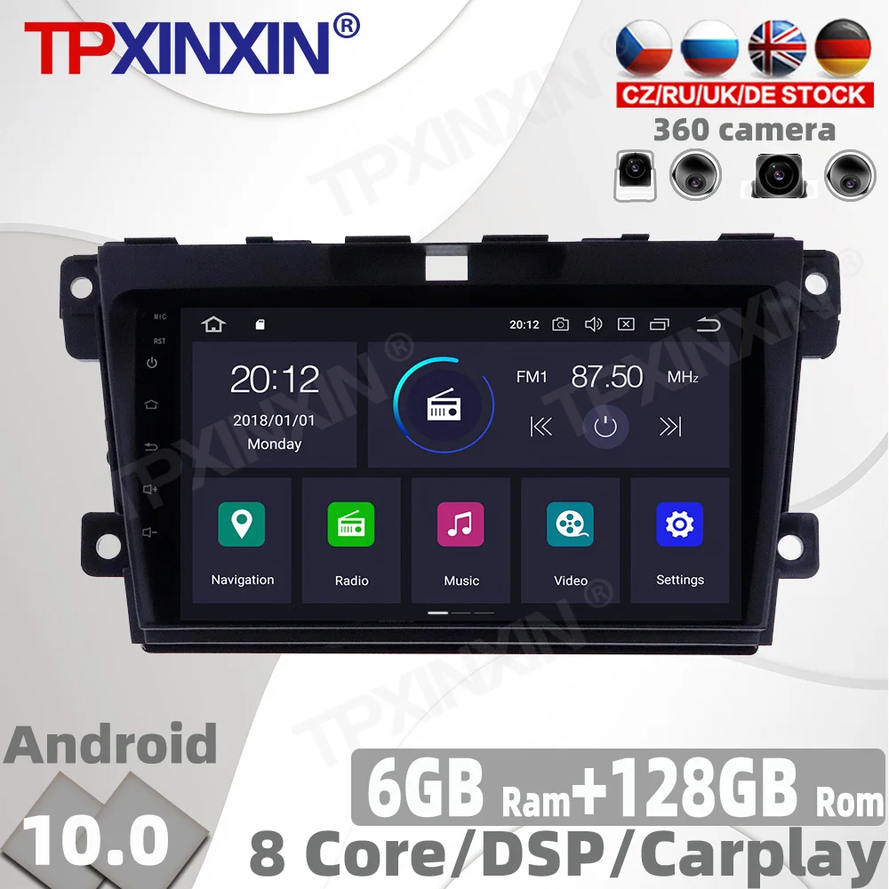 

128GB Android 10 PX6 For Mazda CX-7 2008 - 2014 Car Radio Multimedia Video Player Navigation GPS Accessories Auto 2din No DVD