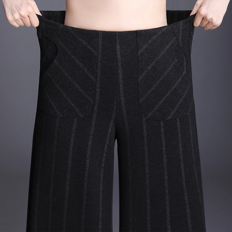 Winter Woolen Pants Women 2019 High Waist Striped Loose Female Office Trousers Plus Size S~3XL Ankle-length Elegant Woman | Женская