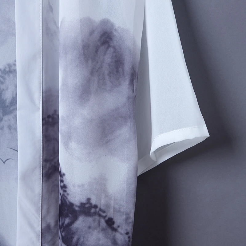 #5306 летняя пикантная прозрачная шифоновая блузка женская Свободная в японском