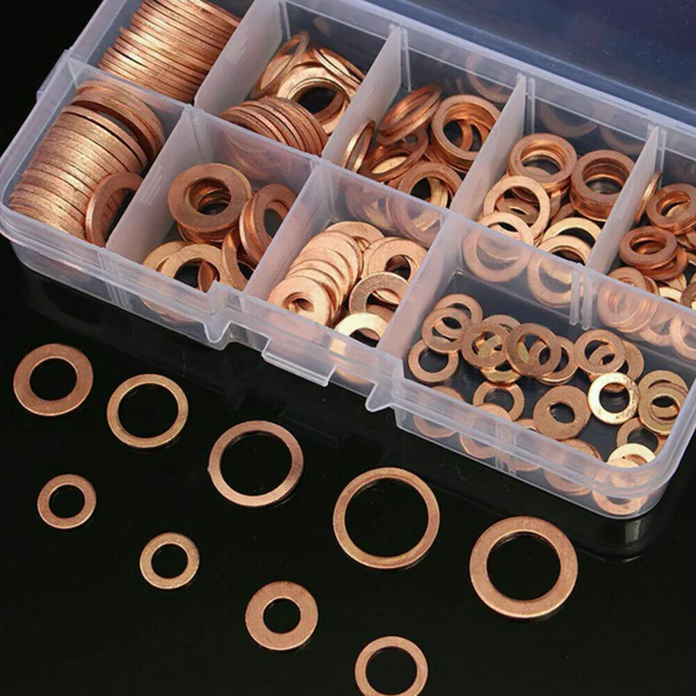 

Set Washer Gasket 15 Sizes 150PCS Assortment Compression Copper Flat Ring