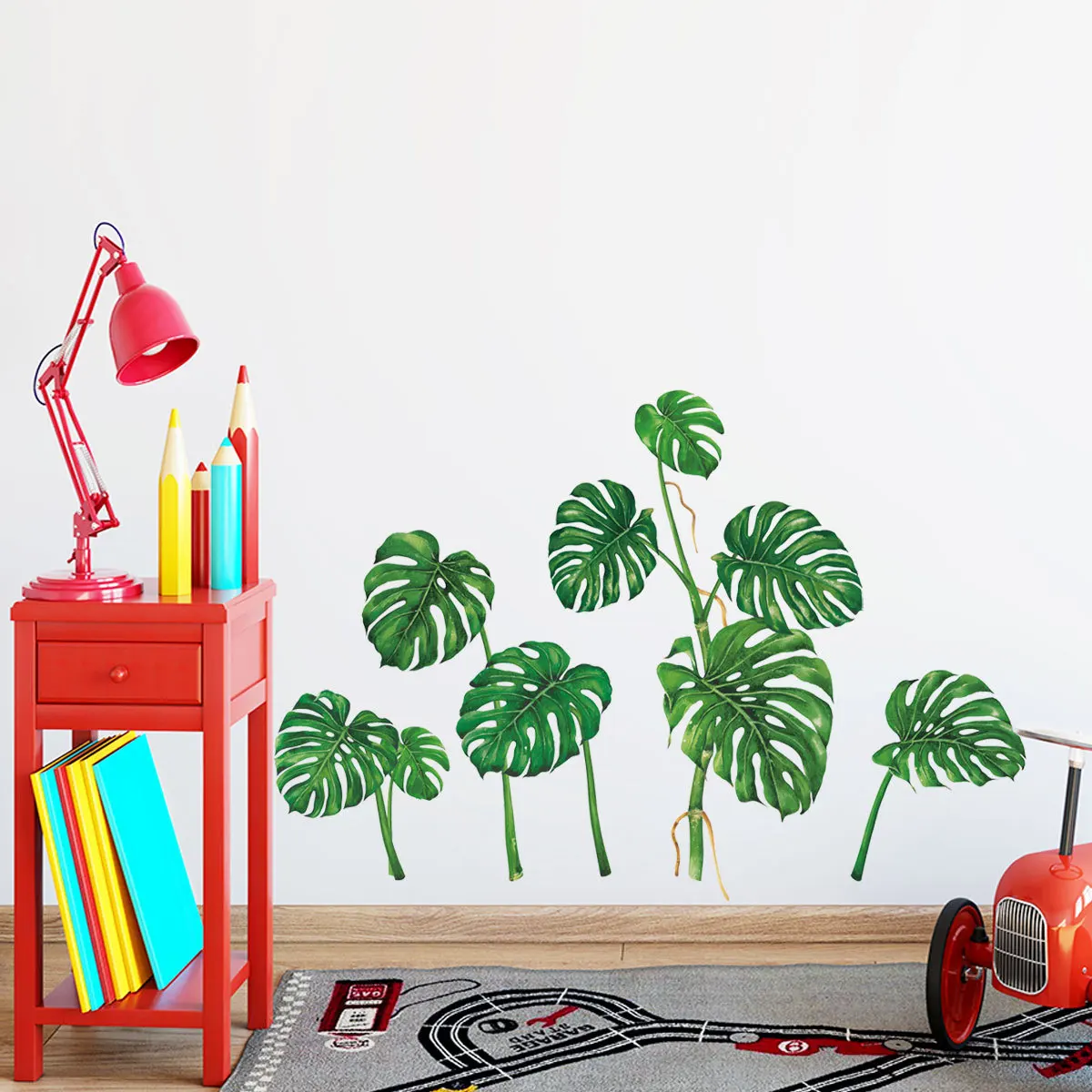 Креативные настенные наклейки в скандинавском стиле с зелеными листьями